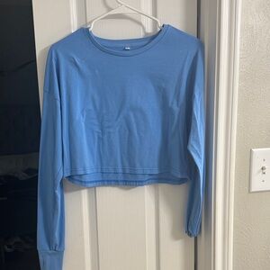 Blue Long Sleeve Crop Top